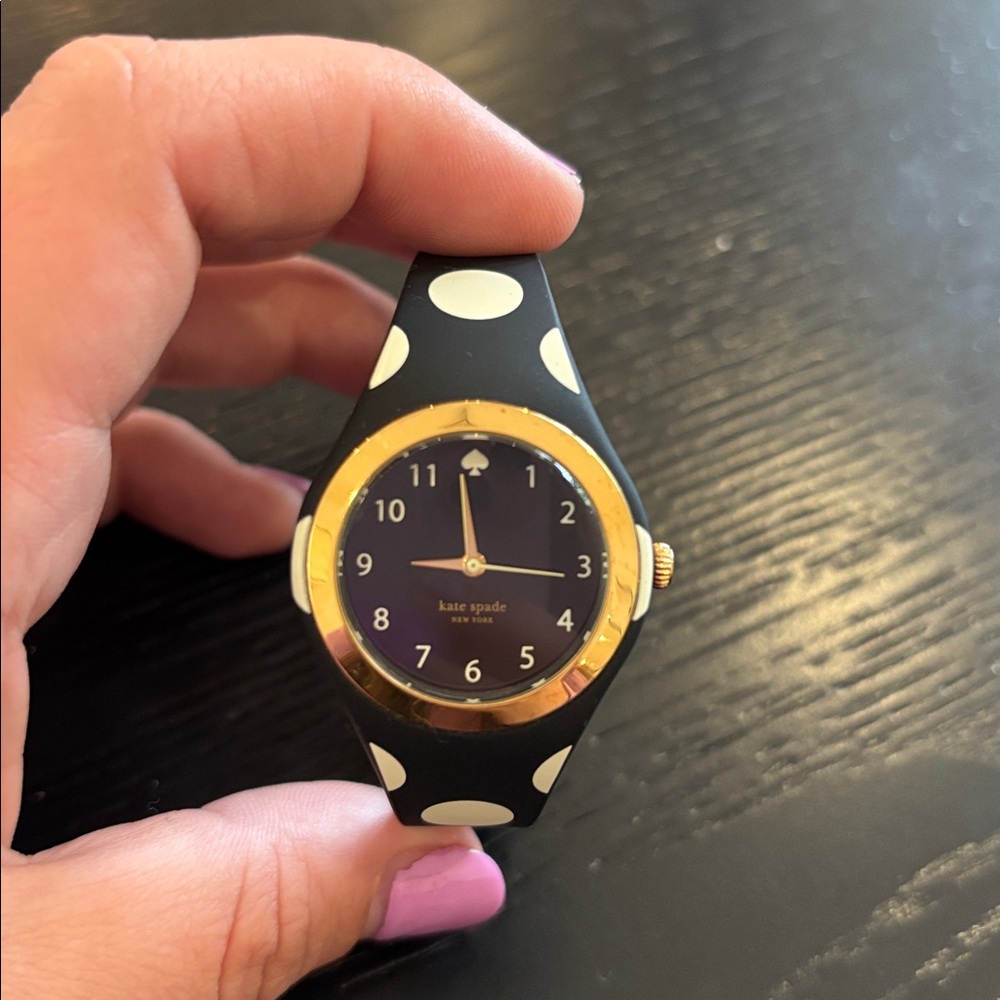 kate spade Black and White Polka Dot Watch with Gold Accent